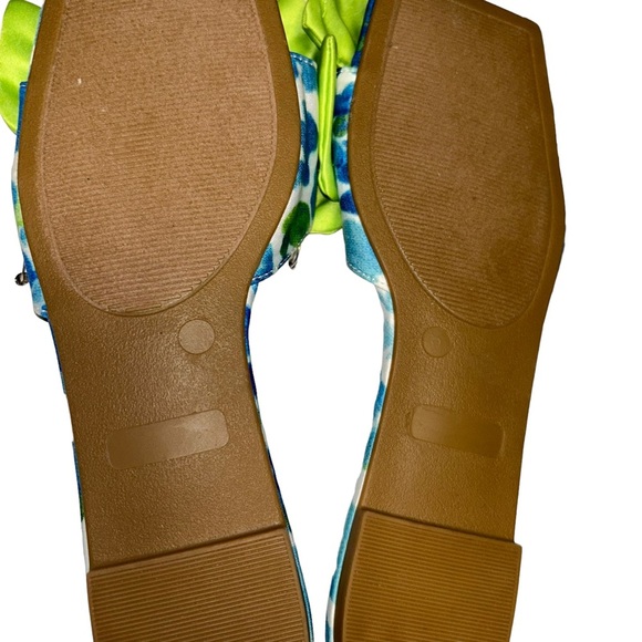 Betsey Johnson Daisyy R Women's bling bow flat Slide Sandals size 6.5 blue/lime - Picture 5 of 5